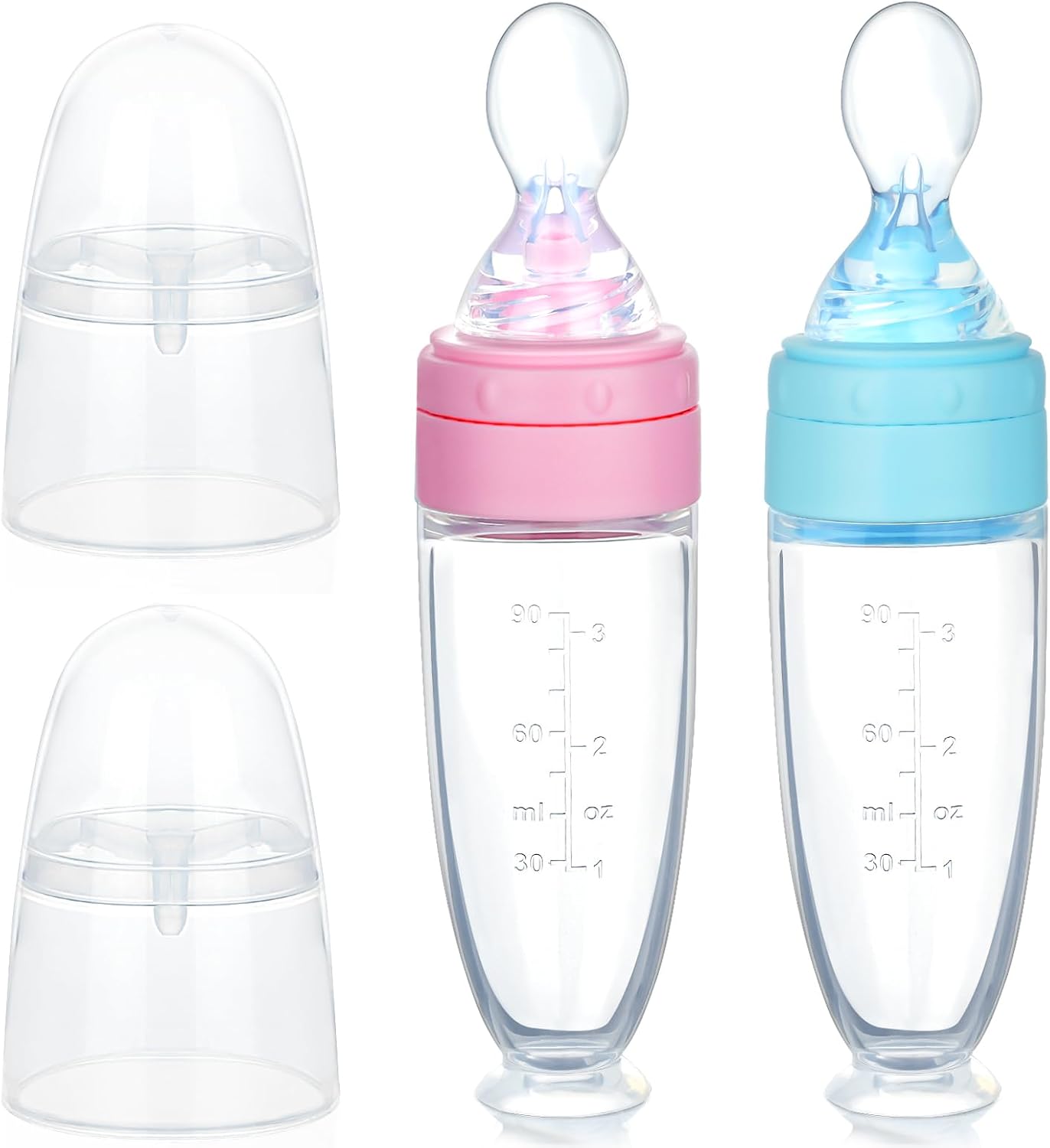 Detalle de Aolso Set di mangiatoie: cucchiai in silicone e biberon, senza BPA