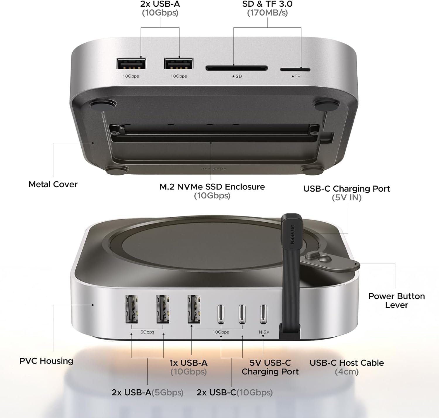 Thumbnail 2 de UGREEN Mac mini Dock & Stand with NVMe SSD Enclosure, 11-in-1, 10Gbps