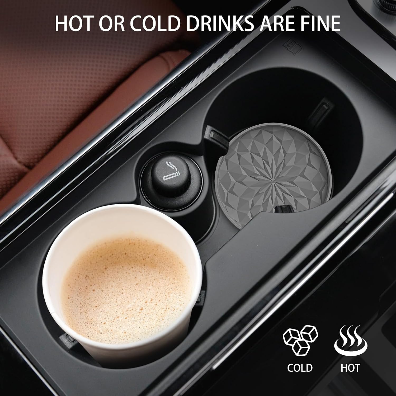 Detalle de STLIAN Car Coasters for Cup Holders (4 Pack) – 2.75in Silicone Deep Grey