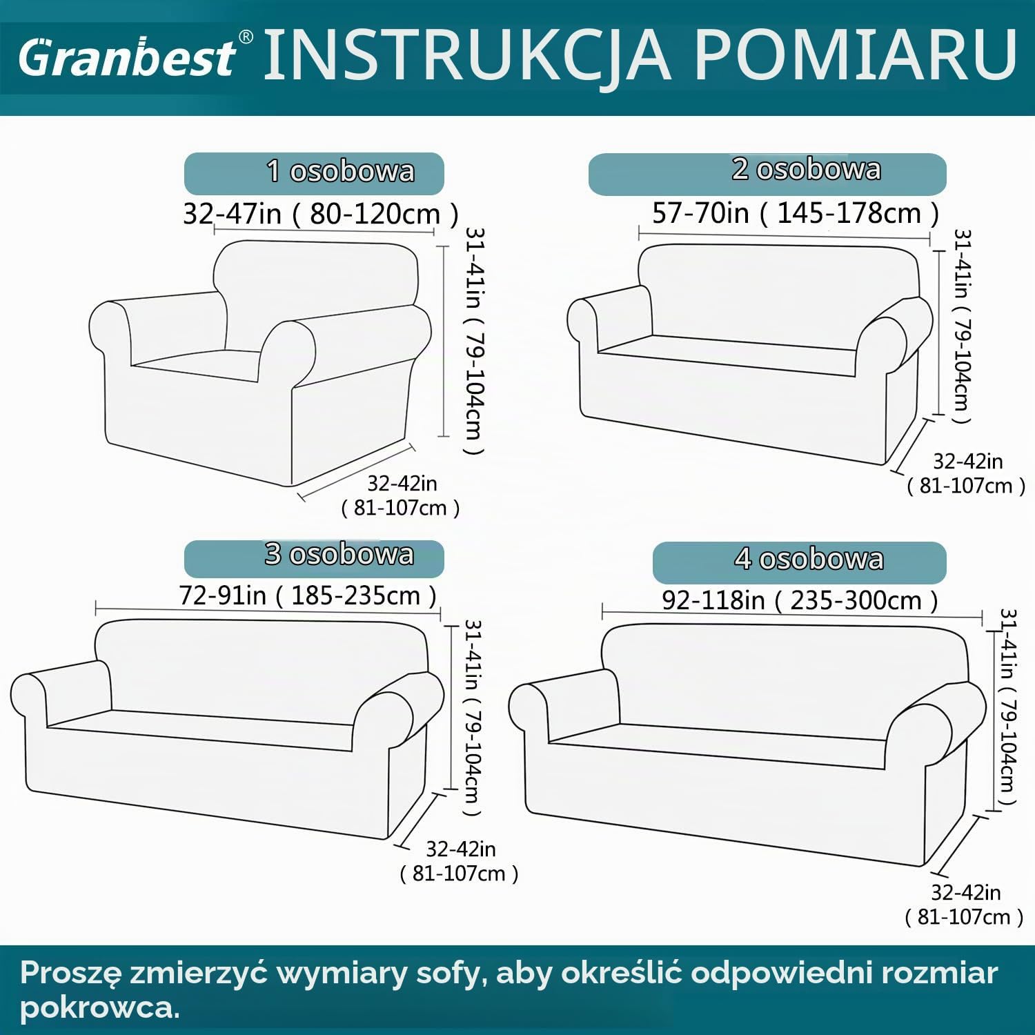 Detalle de Granbest 1 – elastyczny pokrowiec na sofę 4-osobową, jasnoszary, hydrofobowy