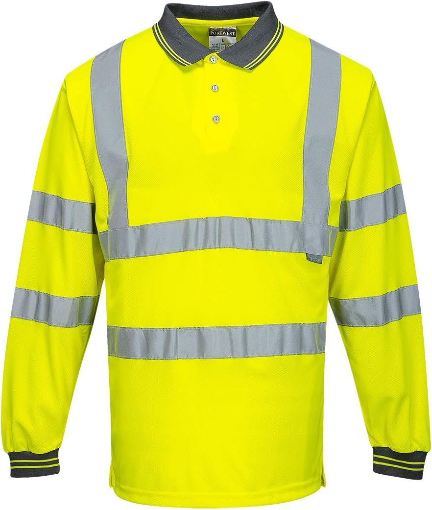 Detalle de Portwest S277 Polo Alta Visibilità a Manica Lunga - Arancione, 4XL