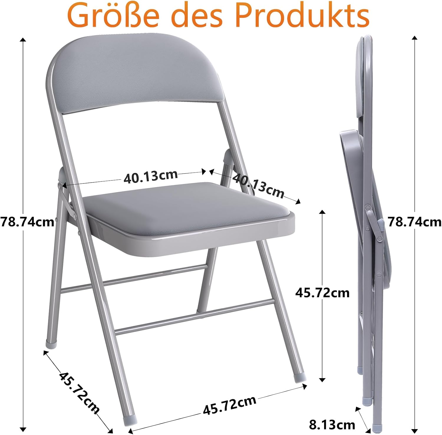 Thumbnail 1 de Asdsed Klappstuhl 4er-Set – gepolsterte Metall-Klappstühle mit 204 kg Tragkraft