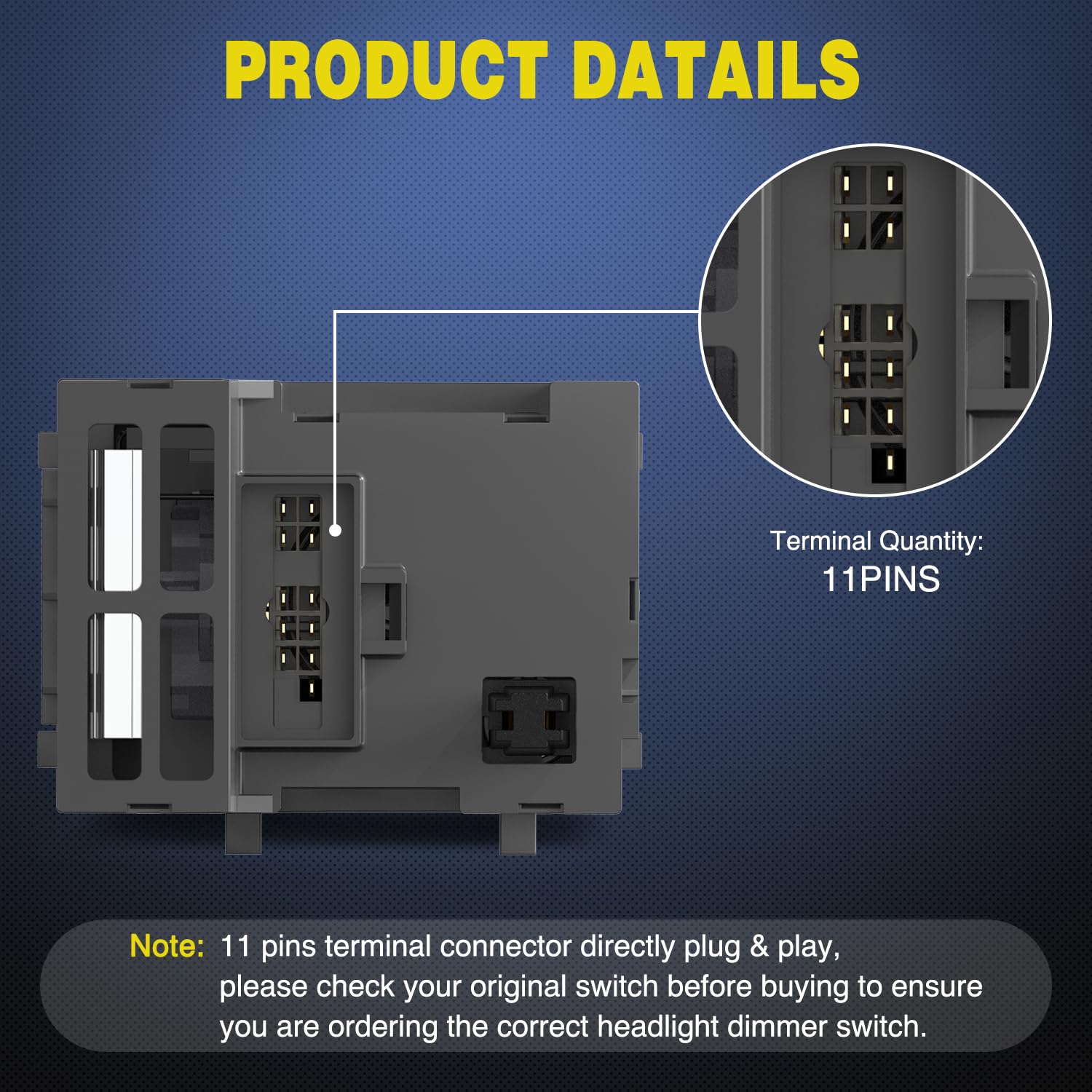 Detalle de Nilight Headlight Dimmer Switch with Yellowish LED for Select Chevy, GMC & Cadillac Models