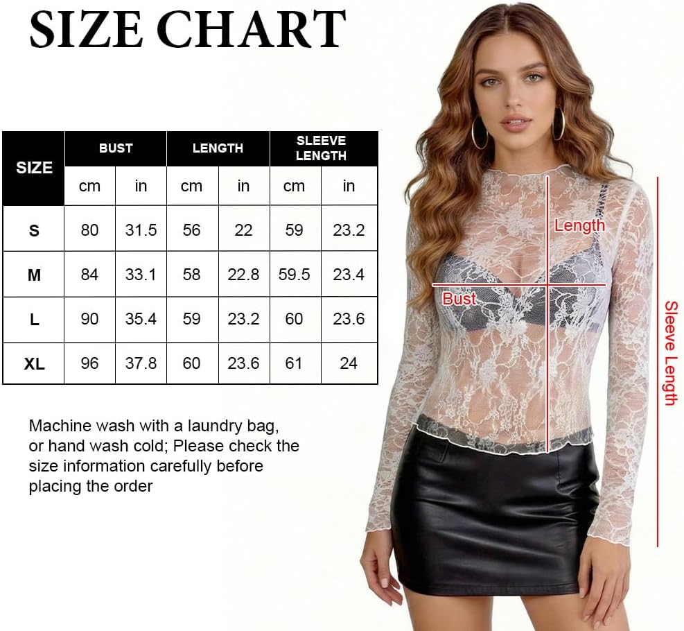 Detalle de BSBUY 5477500 transparante mesh top met bloemenmotief en lange mouwen