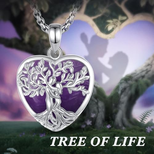 Thumbnail 5 de Collar Árbol de la Vida INFUSEU con amatista en forma de corazón y plata 925