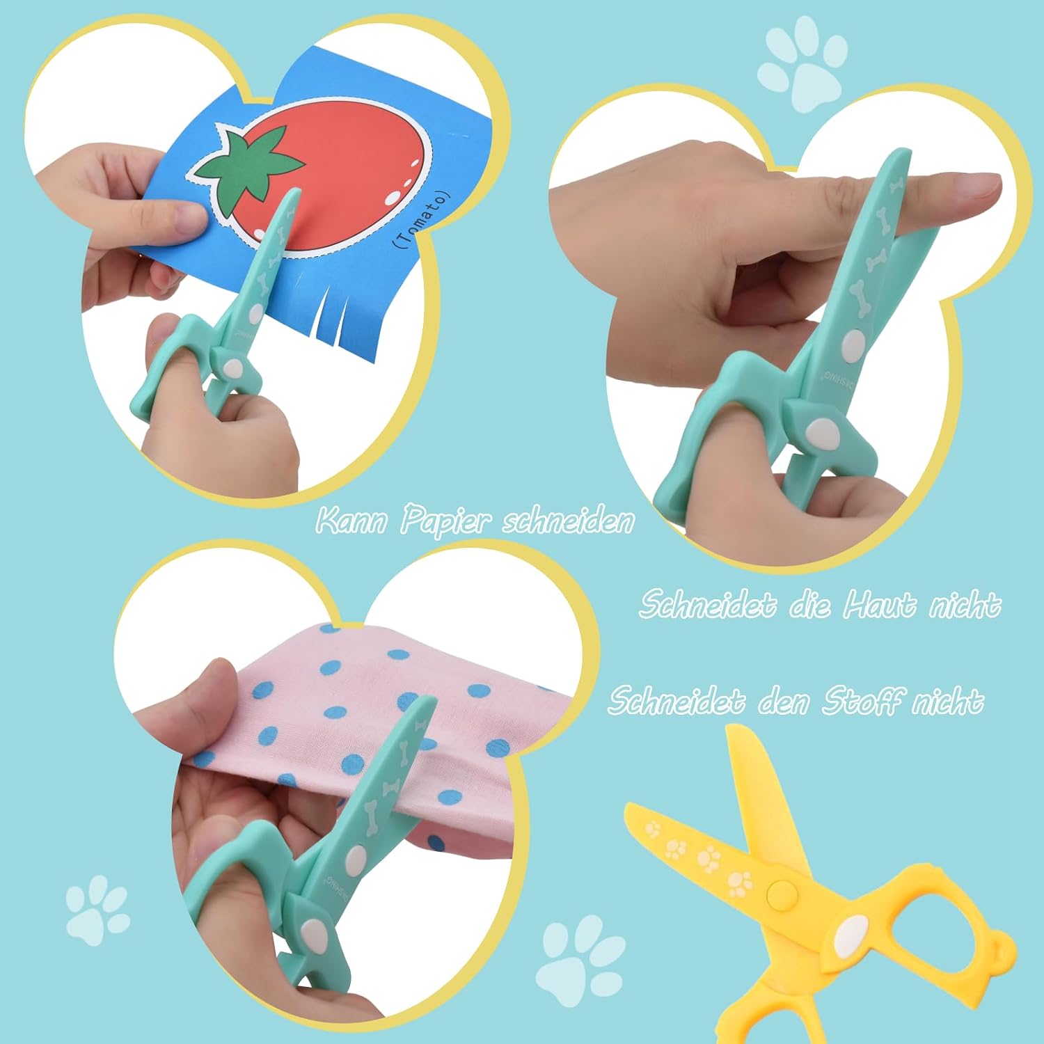 Detalle de DealKits Papierschnitt-Set mit 2 Scheren & 48 Blatt Papier – Lernset für Kinder ab 3 Jahren