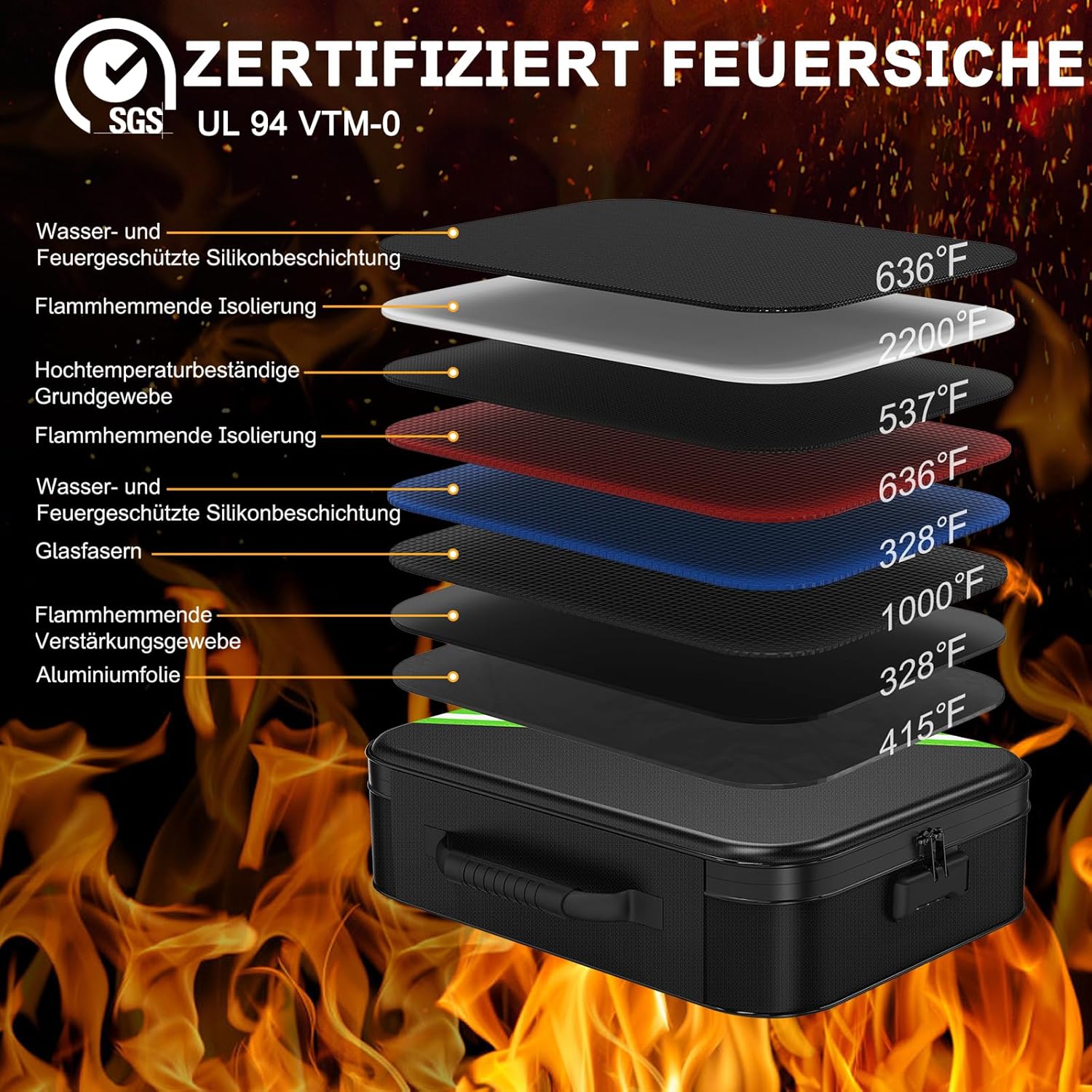 Thumbnail 1 de Noiposi Feuerfeste Dokumententasche 5200℉ 📁