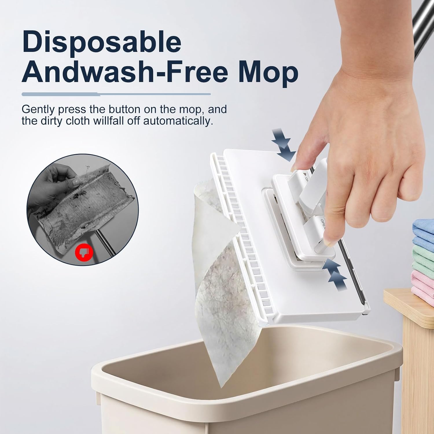 Detalle de Masthome Snap Grip Mini Mop with Built-in Squeegee
