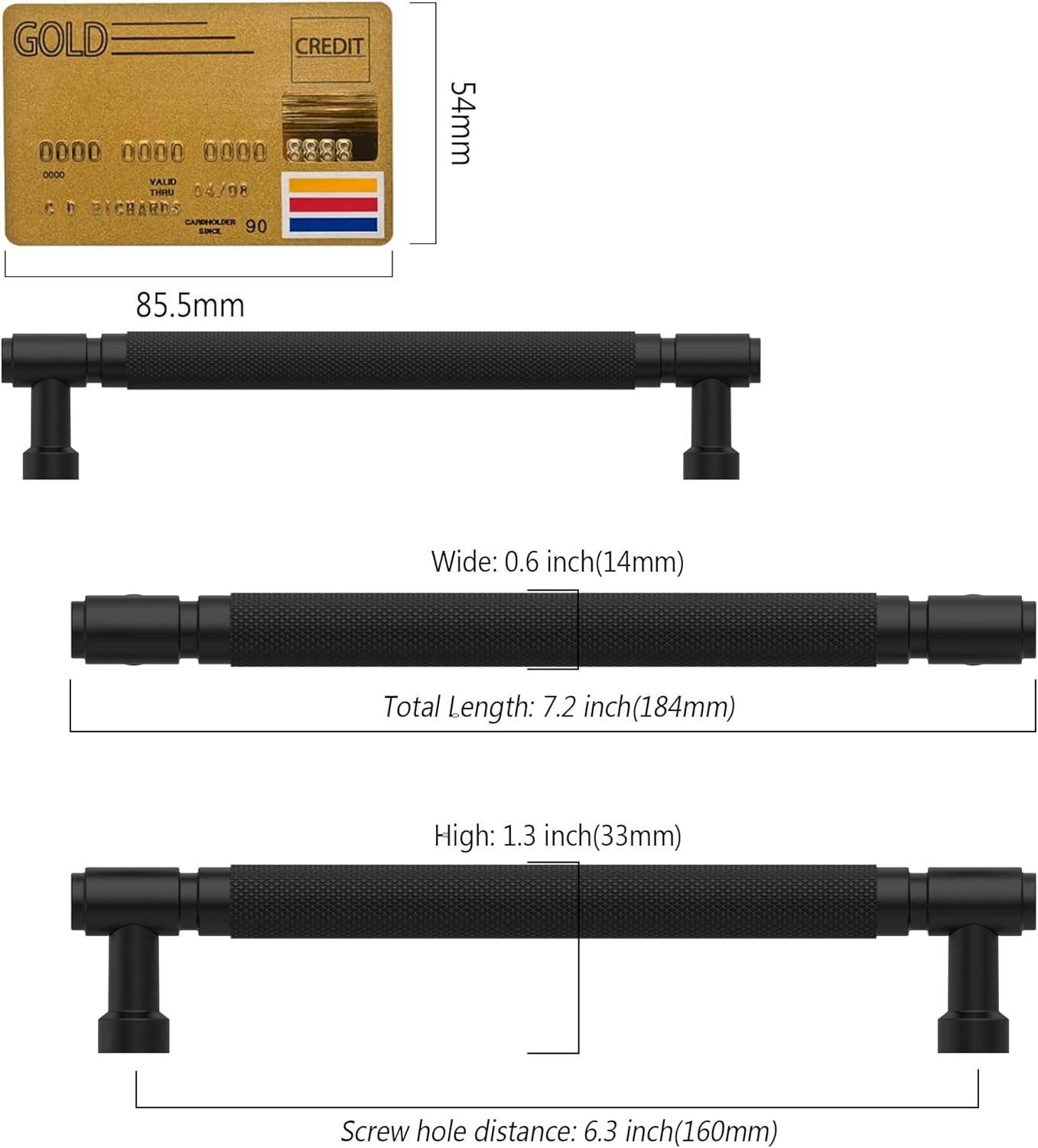 Detalle de Amerdeco 10 Pack Matte Black Knurled Cabinet Pulls (160mm) AM032
