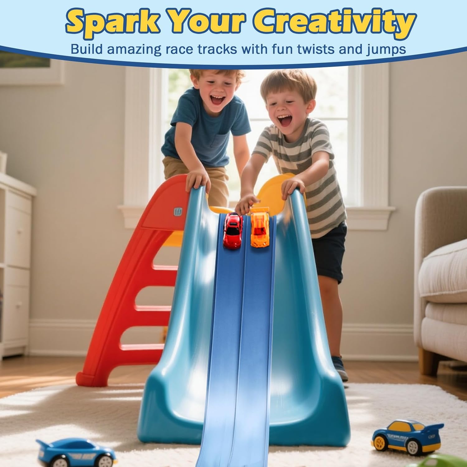 Detalle 2 de INKZOO Flex Tracks 15 Ft Starter Set: Flexible Race Track for Kids 3+