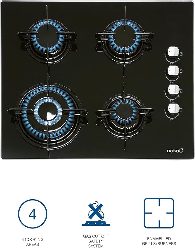 Detalle 2 de Cata CI 631 BK encimera gas 59 cm, 4 quemadores