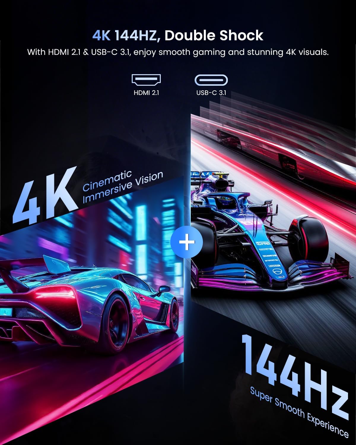 Thumbnail 1 de UPERFECT 19" Portabler 4K 144Hz Gaming Monitor mit QLED – flexibel einsetzbar, integrierter Standfuß & VESA