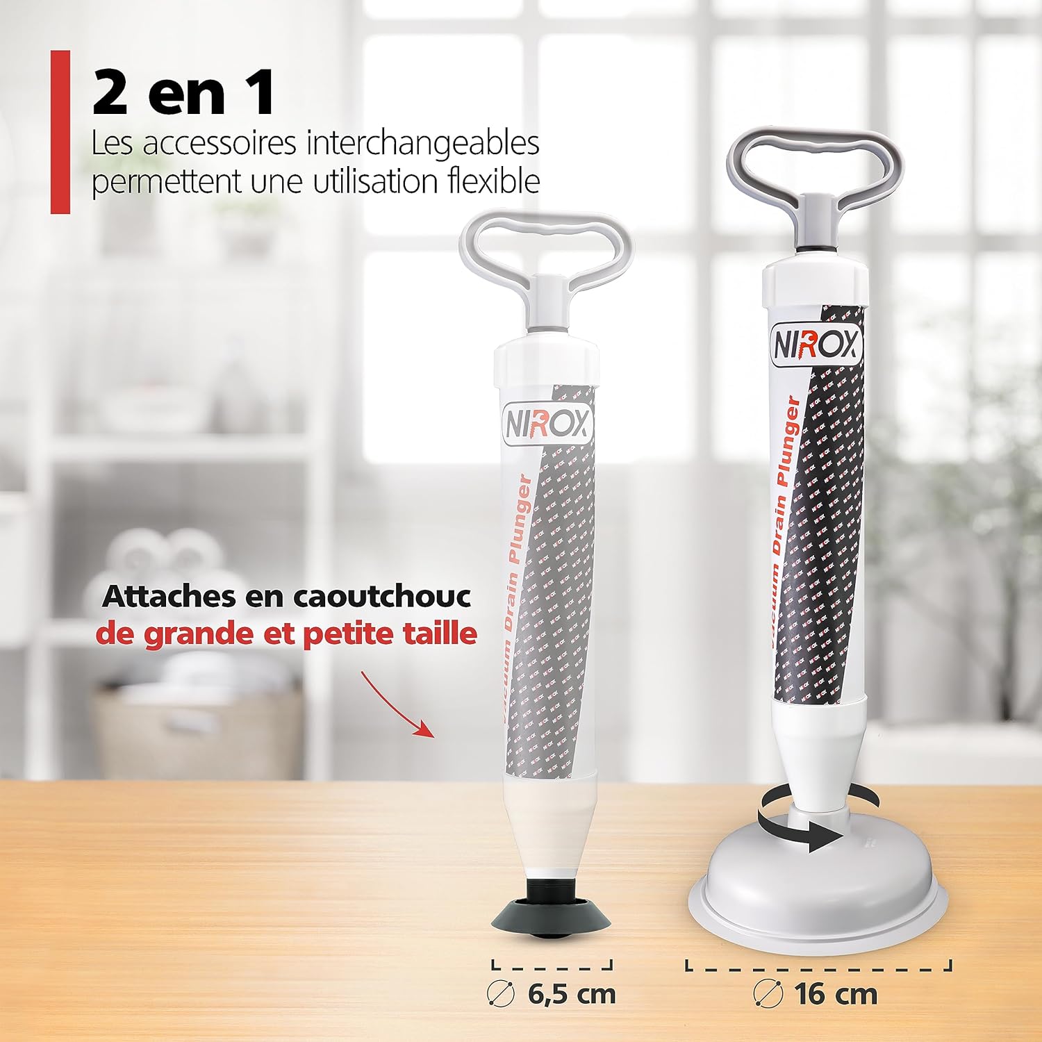 Thumbnail 3 de Nirox Déboucheur à ventouse à pompe à air comprimé pour évier et canalisations haute pression