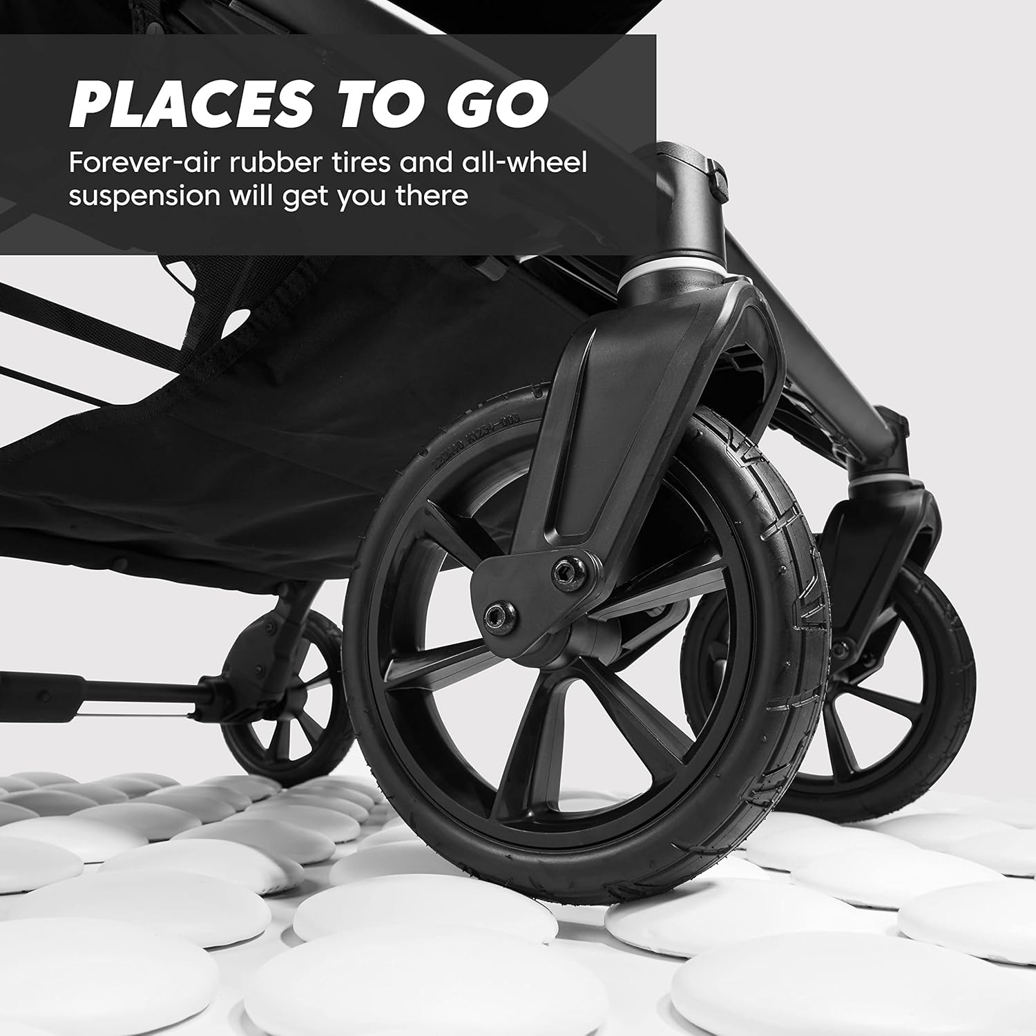 Detalle 2 de Baby Jogger City Mini GT2 All-Terrain Double Stroller (Forever Air Rubber Tires, All-Wheel Suspension, Twin Stroller with Belly Bar and Leatherette Handlebar) – Pike Color