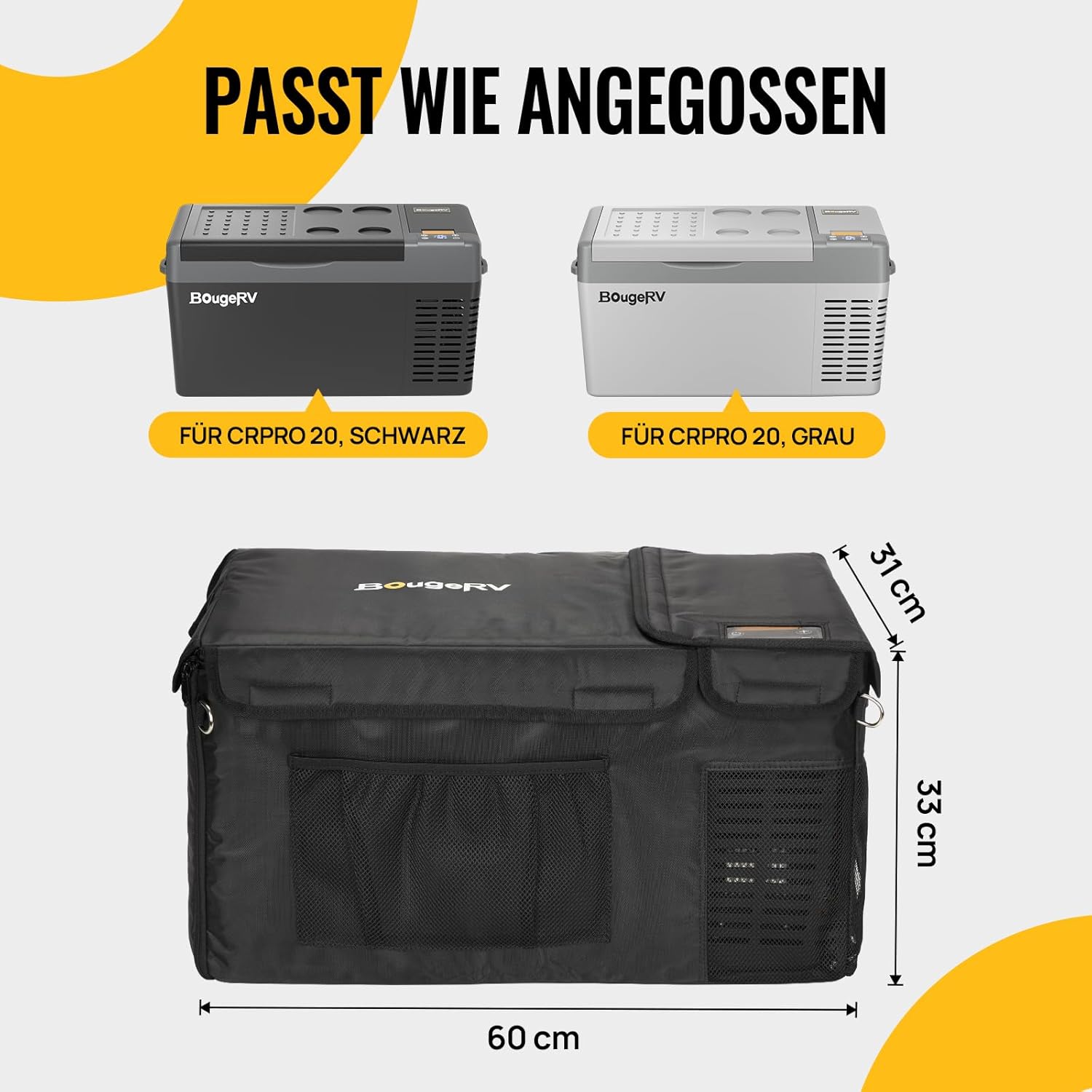 Detalle 2 de BougeRV CRPRO 20 copertura protettiva per frigorifero portatile auto 12V (borsa 600D)