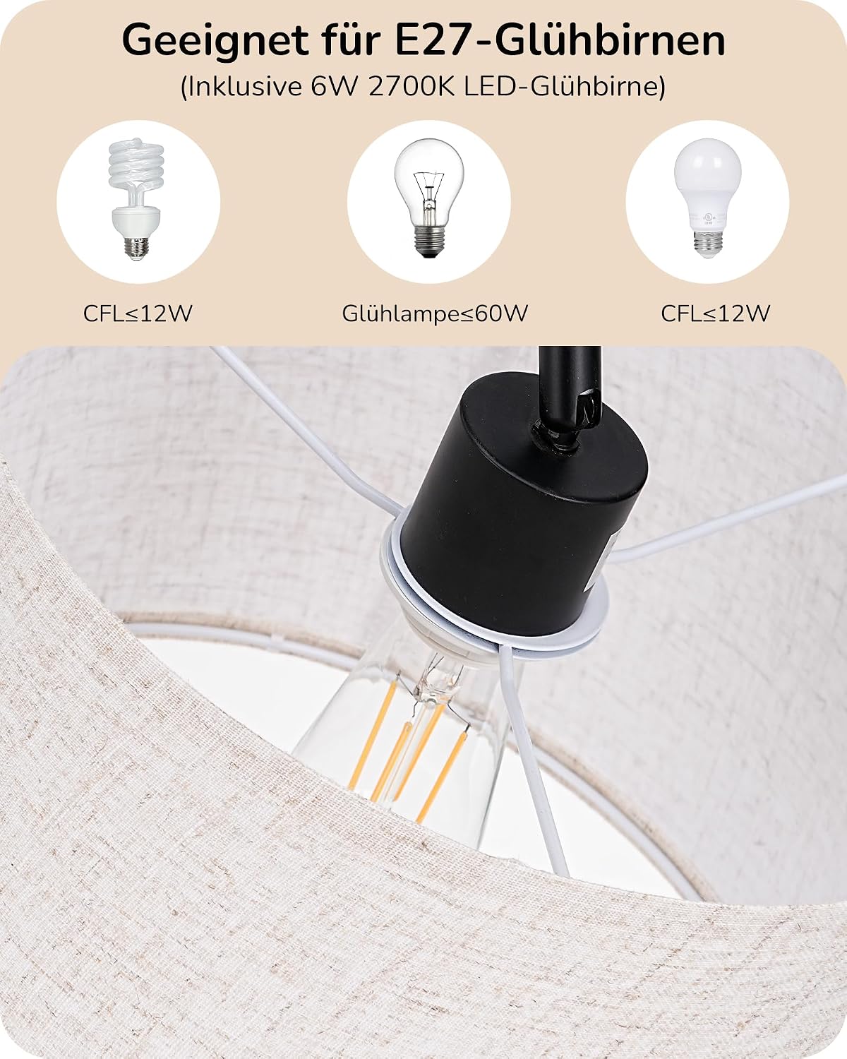 Thumbnail 4 de EDISHINE Stehlampe Wohnzimmer 160 cm