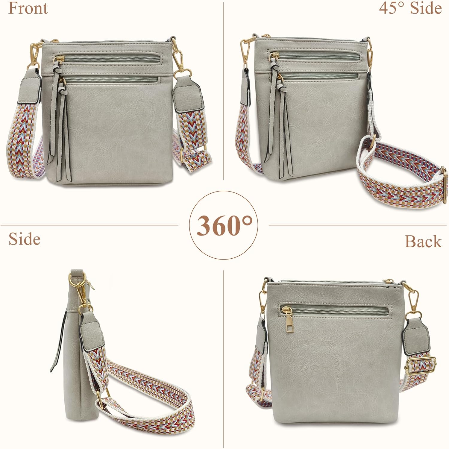 Thumbnail 3 de Mabecol Pochette bandoulière femme en simili cuir vegan avec protection RFID