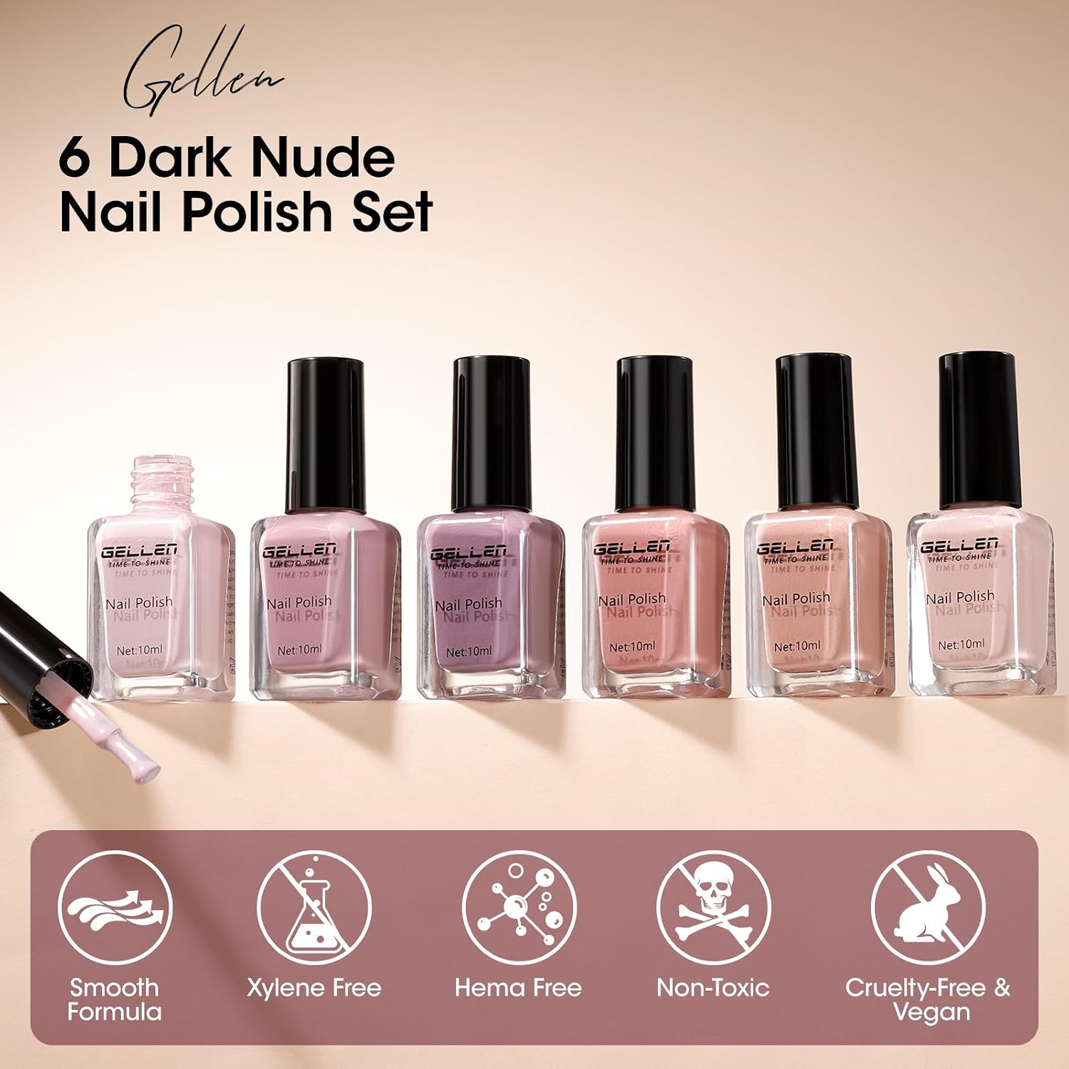 Thumbnail 4 de GELLEN Nail Polish Neutral Earth Tones: 6-Color Nude Dusty Rose Set for All Seasons
