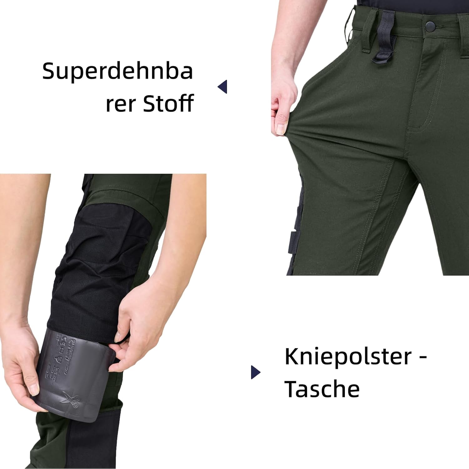 Thumbnail 3 de WORK IDEA Herren Slim-Fit Stretch Arbeitshose: Strapazierfähige Eleganz mit Cordura-Bereichen