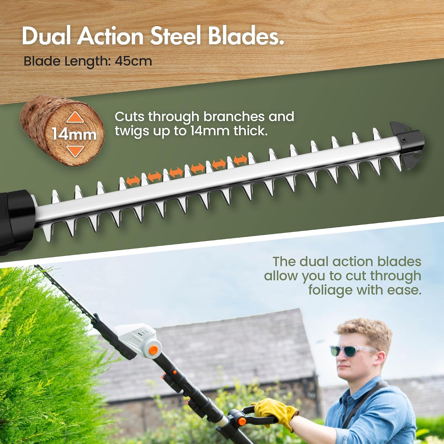 Thumbnail 2 de VonHaus Pole Hedge Trimmer Cordless 20V – X2 Batteries & Charger, G-Series