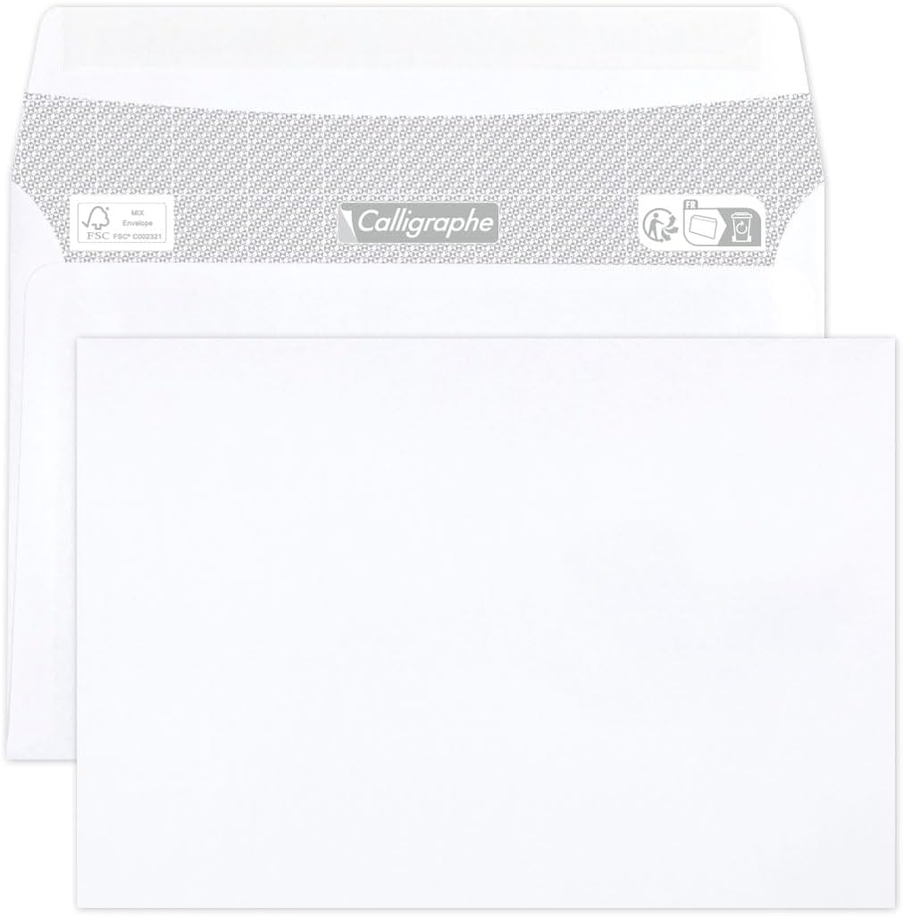 Thumbnail 6 de Calligraphe (gamme correspondance Clairefontaine) 694C - Boite de 500 Enveloppes Blanches DL-110x220mm auto-adhésives avec fenêtre 45x100