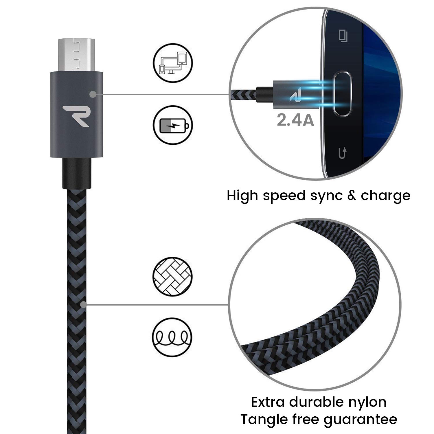 Thumbnail 2 de RAMPOW Micro USB Cable 3.3ft