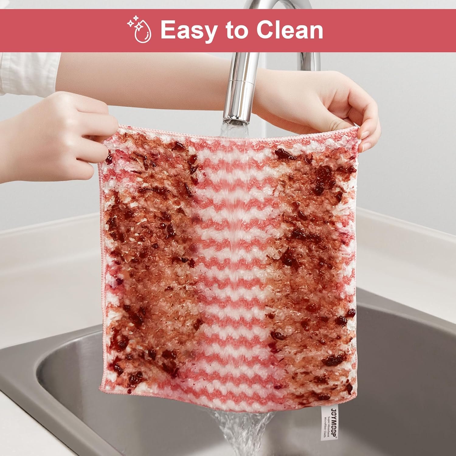 Detalle de JOYMOOP 18 Pack Microfiber Cleaning Cloths — 10 x 10 inches