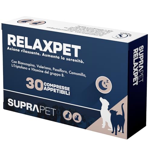 Detalle de Suprapet Relax Calmante per Cani e Gatti 30 compresse: rilassante naturale con L-Triptofano, vitamine B e estratti vegetali
