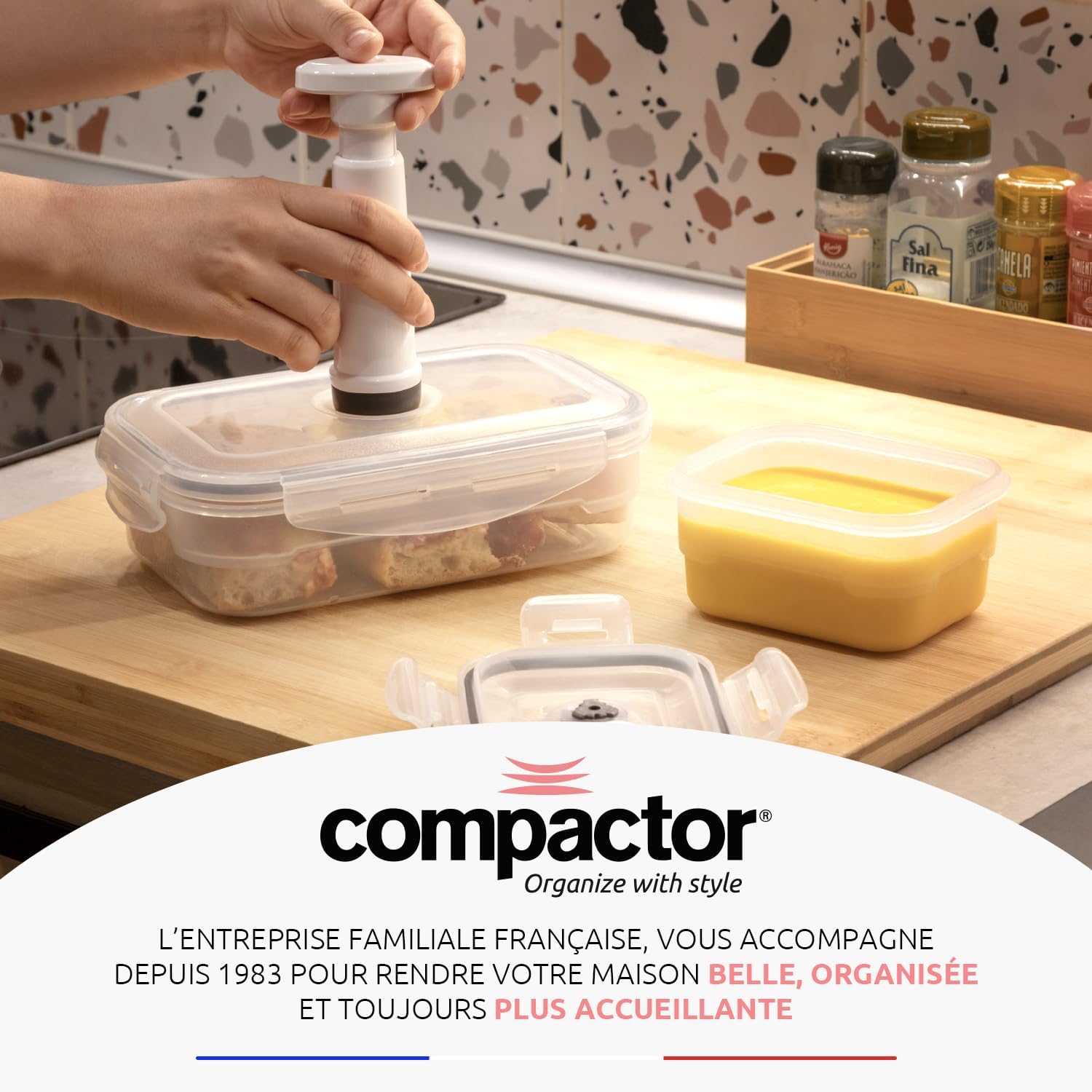 Thumbnail 6 de Set di 3 contenitori sottovuoto in vetro con datario e coperchio ermetico + pompa manuale