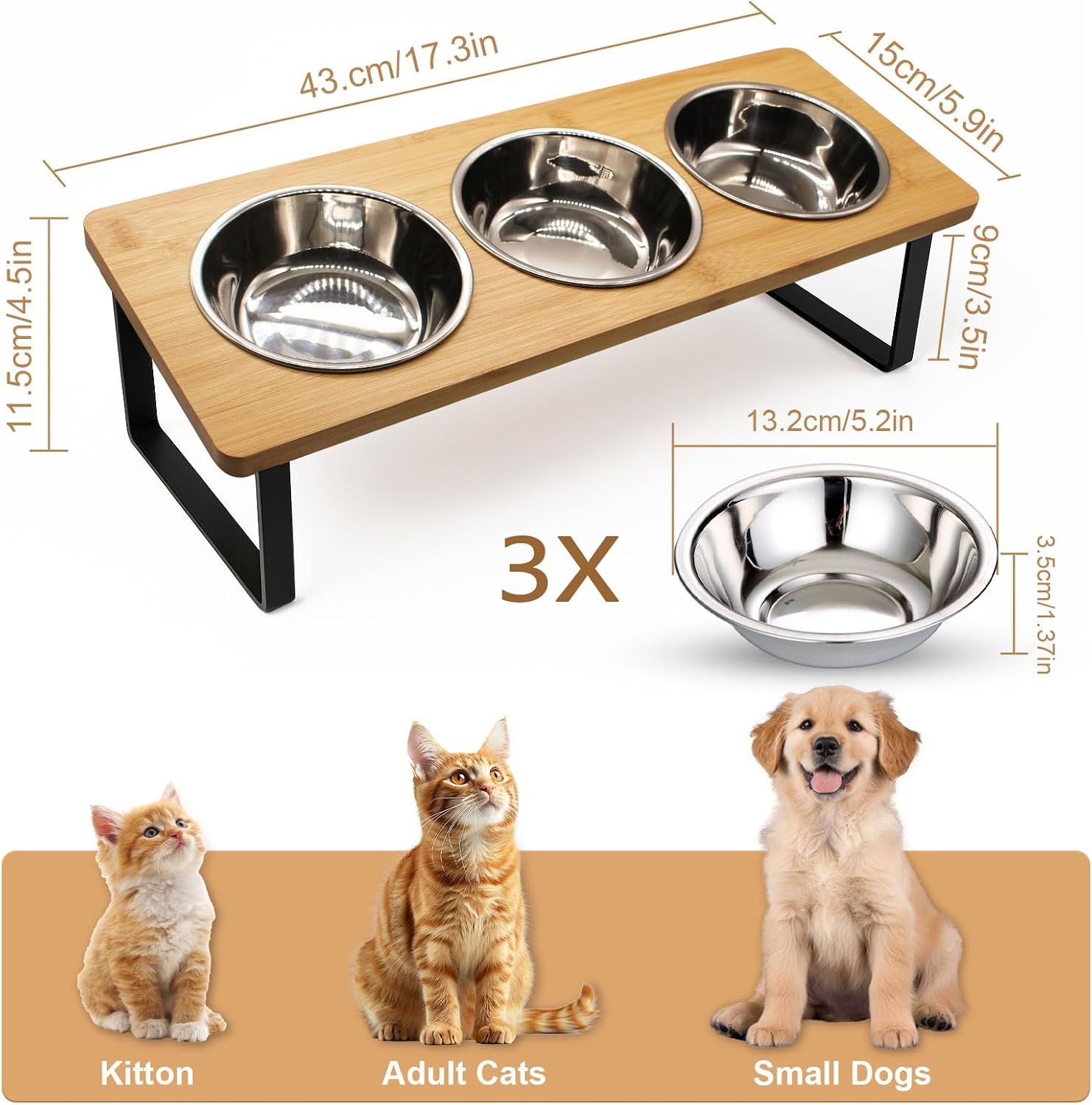 Thumbnail 3 de Tilted Elevated Cat Bowls with Stand