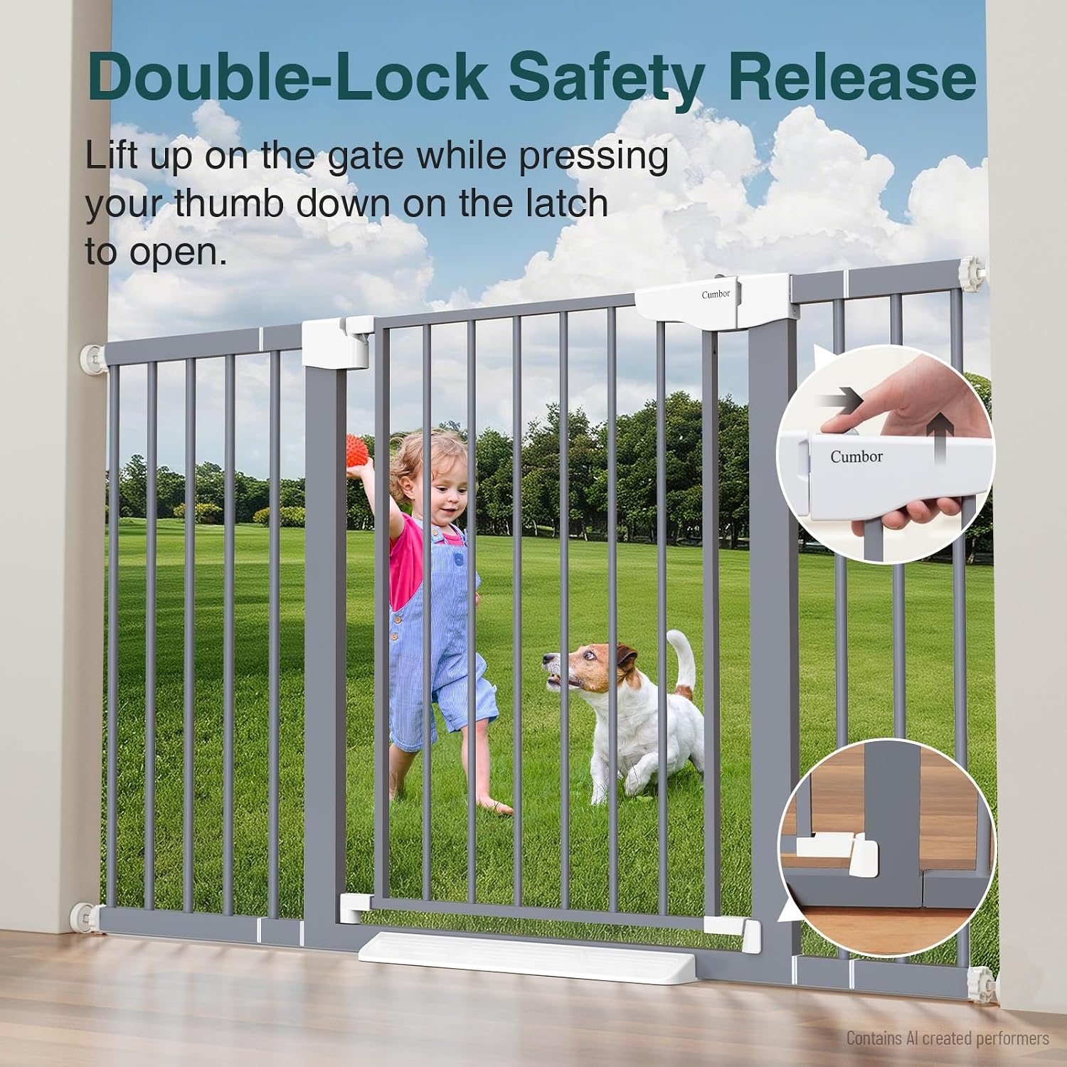 Detalle 2 de Cumbor Baby Gate, 29.7–54.2-Inch Adjustable Width