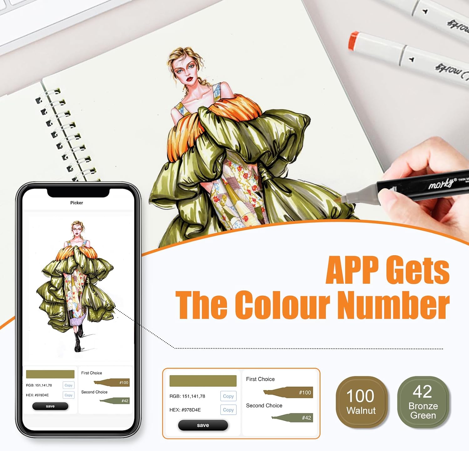 Detalle de AEDAGA 80 Colours Alcohol Markers with Free App (Alcohol Pens for Anime, Manga, Sketching & Calligraphy)