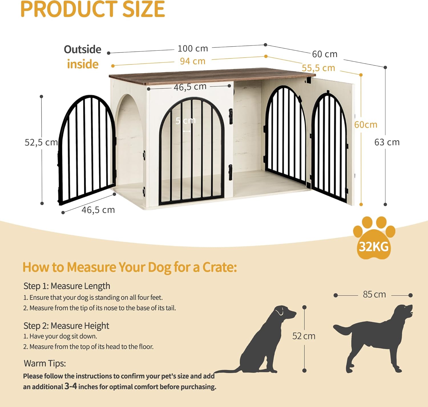 Detalle 2 de Hzuaneri Hundekäfig Möbel 100 cm