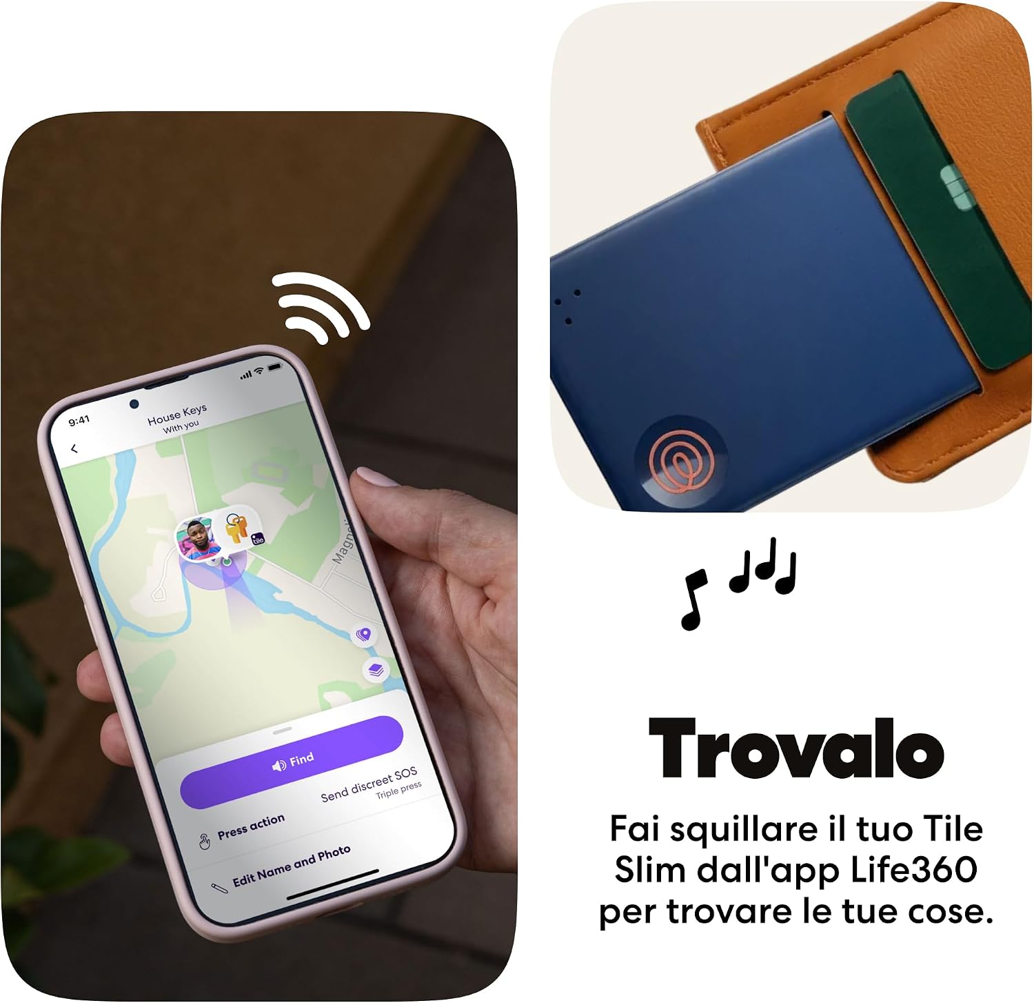 Detalle de Life360 Tile Slim: Localizzatore Bluetooth sottile per portafogli, bagagli e molto altro