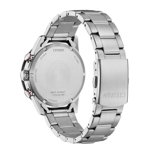 Detalle de Citizen Eco-Drive CA4714-55E: cronógrafo de automovilismo con taquímetro y reserva de energía
