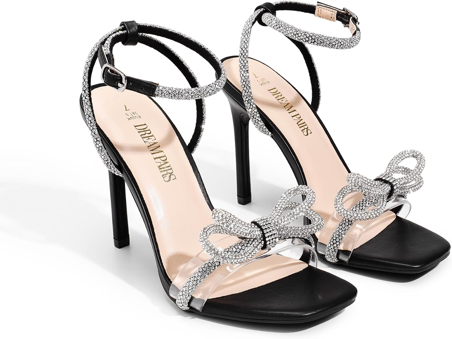 Thumbnail 4 de DREAM PAIRS Double Bowknots Crystal Sandals 3.94" 🎀
