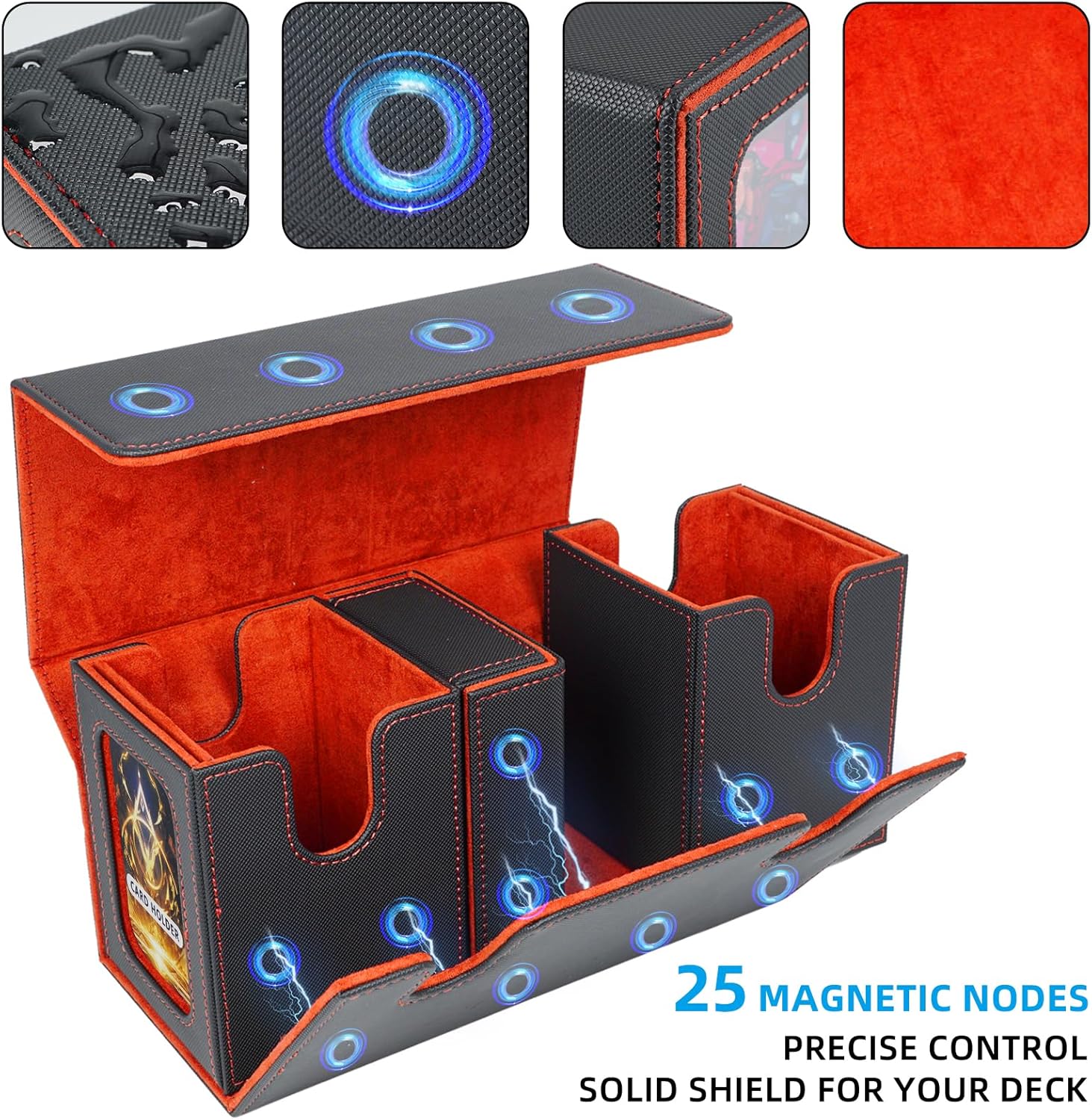 Thumbnail 4 de AFIING MTG Deck Box with Commander Display: 200 Double-Sleeved Card Capacity, 3-in-1 Storage, and 2 Toploaders