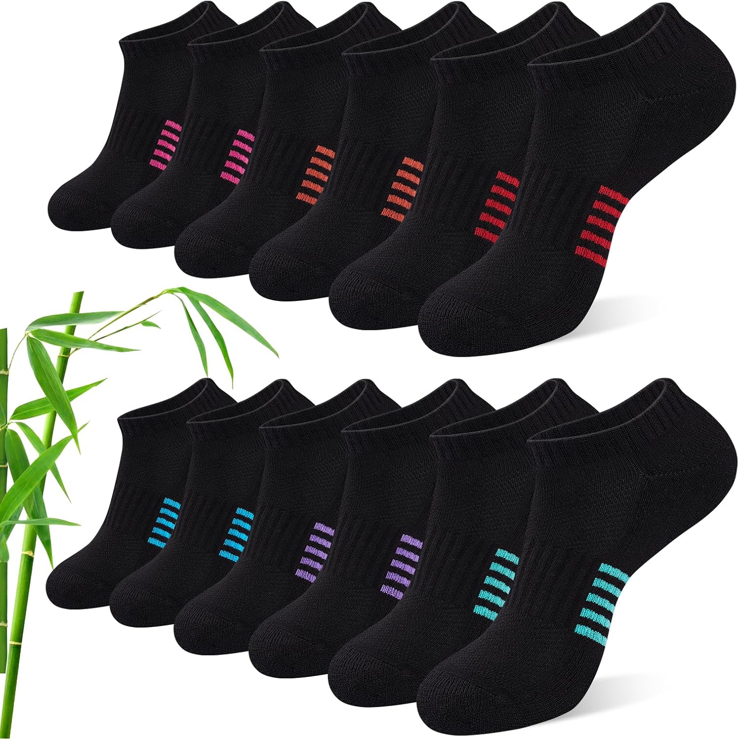 Detalle de Effeet Bambus Sneaker Socken Damen (6/12 Paar) – atmungsaktiv, gepolstert, geruchsarm