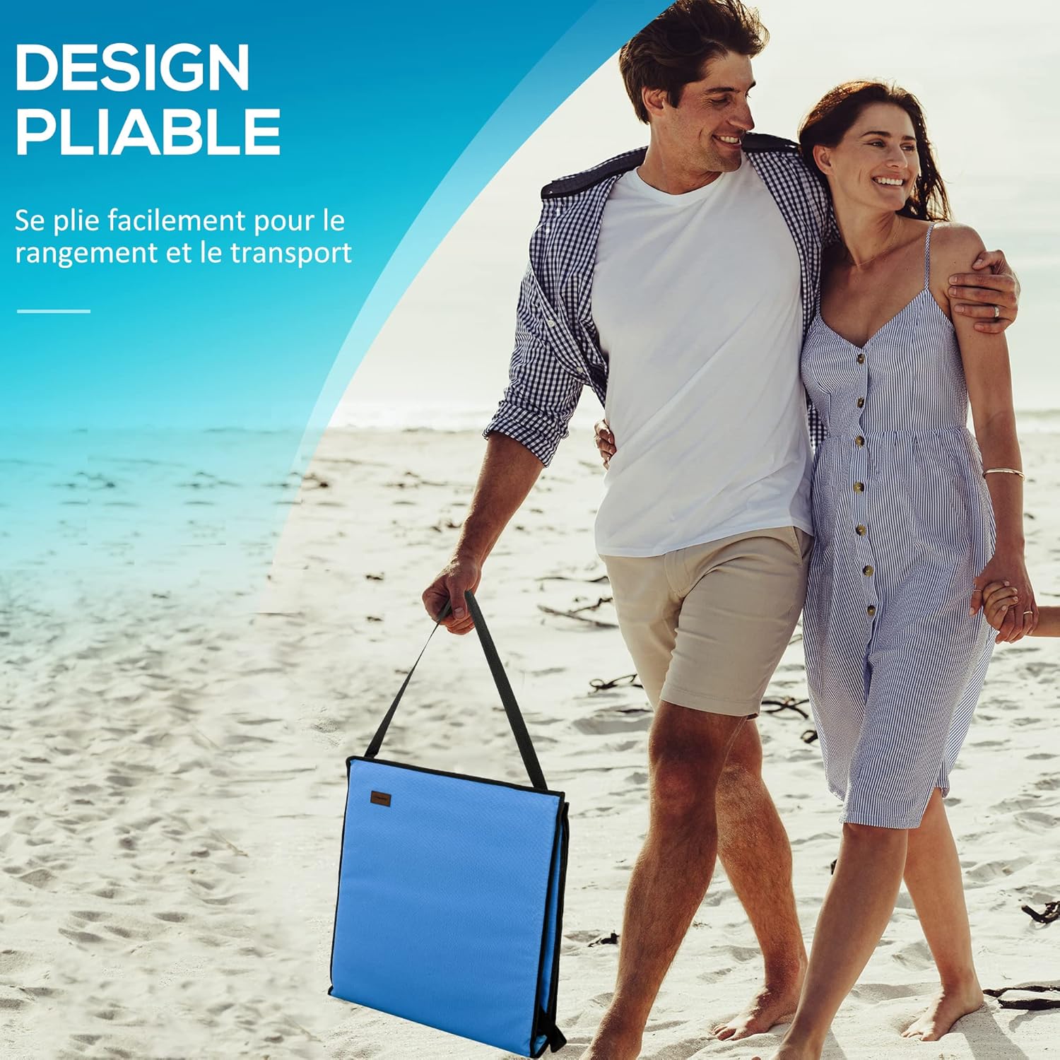 Thumbnail 4 de Outsunny Lot de 2 Tapis de Plage rembourrés avec dossier inclinable et sangle de transport