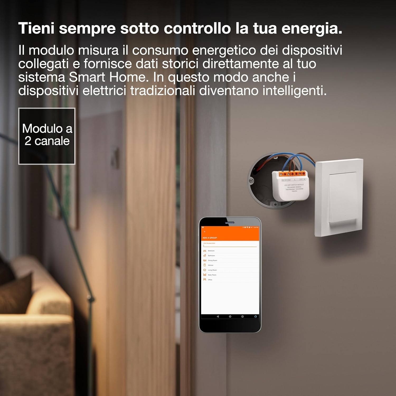 Thumbnail 3 de OSRAM SMART+ WiFi Modulo di commutazione 2 canali da 10A con contatore energia, compatibile Alexa, bianco