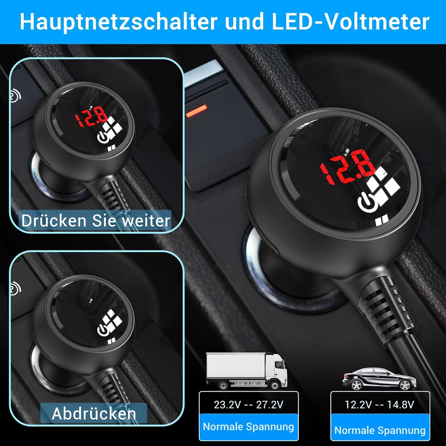 Thumbnail 4 de PD 30W 12V Verteiler 200W KFZ-Zigarettenanzünder Adapter mit Schalter & 4× USB – 3 Mehrfachsteckdosen