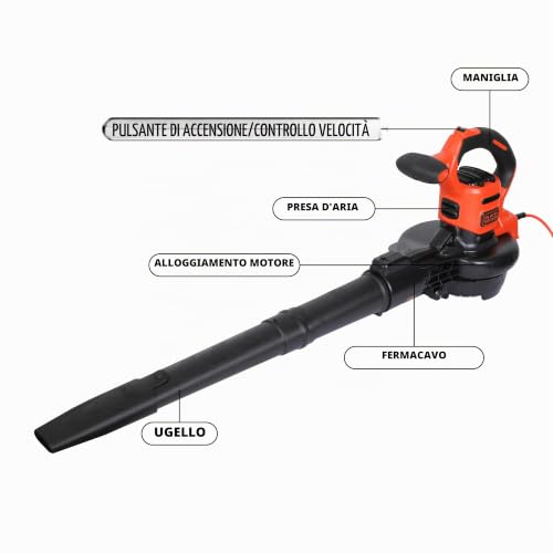 Detalle 2 de BLACK+DECKER BEBLV300-QS soffiatore, aspiratore e trituratore 3 in 1, 3000 W