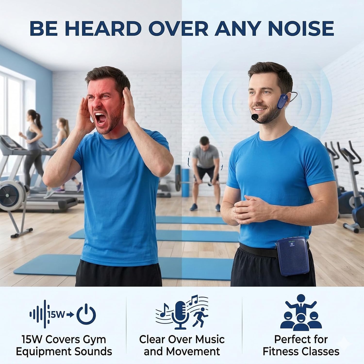 Detalle 2 de WinBridge WB002_Blue 15W Voice Amplifier with Bluetooth Headset Mic