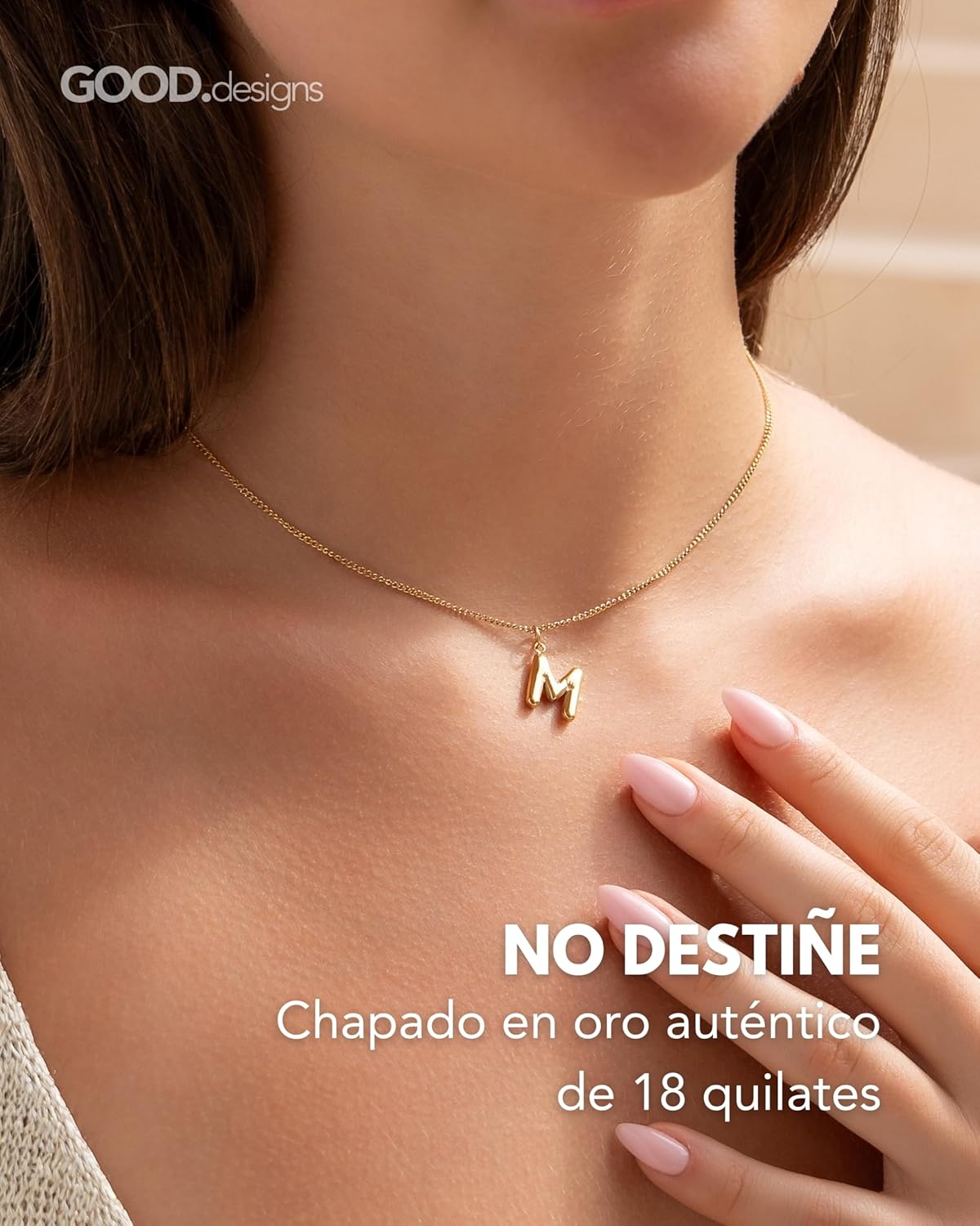 Thumbnail 2 de GD GOOD.designs Collar Letra Dorada Bubble 18K