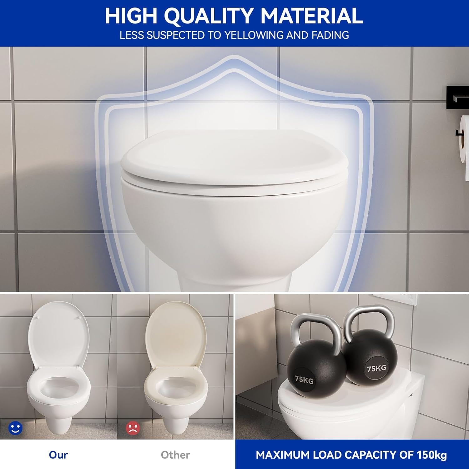 Thumbnail 3 de Drew Oval toilet seat with soft close 445mm