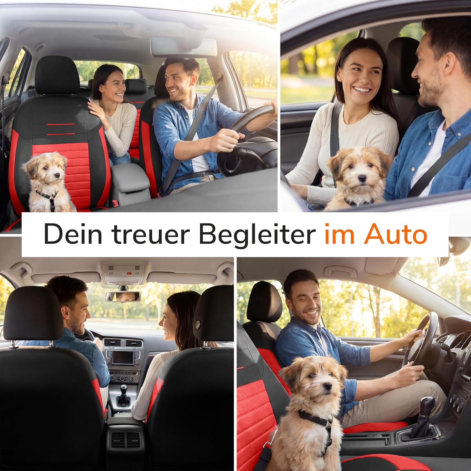Detalle 2 de Upgrade4cars Autositzbezüge Set für die Vordersitze (Version 2026) – universell in Rot, 4-teilig