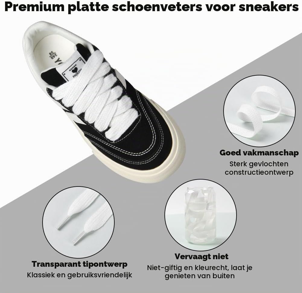 Detalle de Vicloon platte schoenveters van 15 mm breed voor sneakers