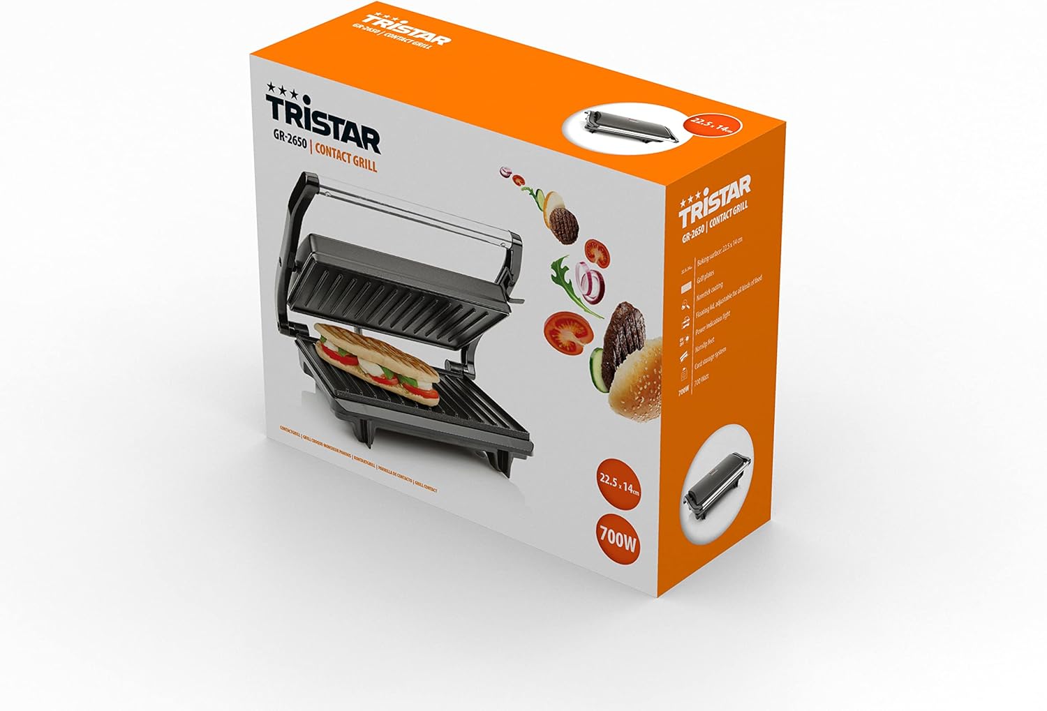 Thumbnail 5 de Tristar GR-2650 grill da contatto con rivestimento antiaderente da 700 W