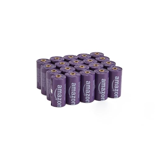 Amazon Basics Sacchetti igienici per cani senza dispenser – lavanda, 300 pezzi (20 rotoli × 15 sacchetti) | taglia 33 x 22,9 cm