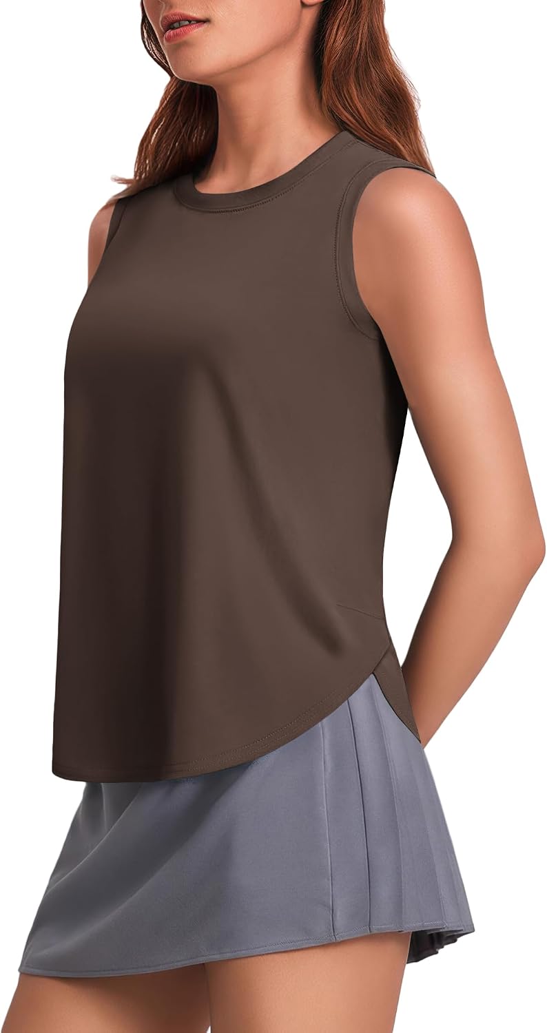 PINSPARK Workout Tank Tops Woman UPF 50+: Loose-Fit Sleeveless Tee for Yoga, Gym, and Outdoor Activities